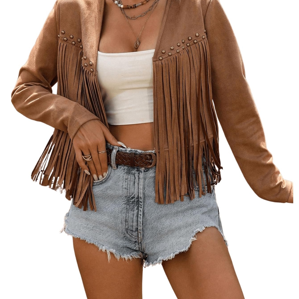 Faux Suede Fringe Jacket with A Rebel Flair